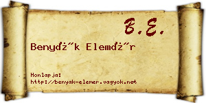 Benyák Elemér névjegykártya